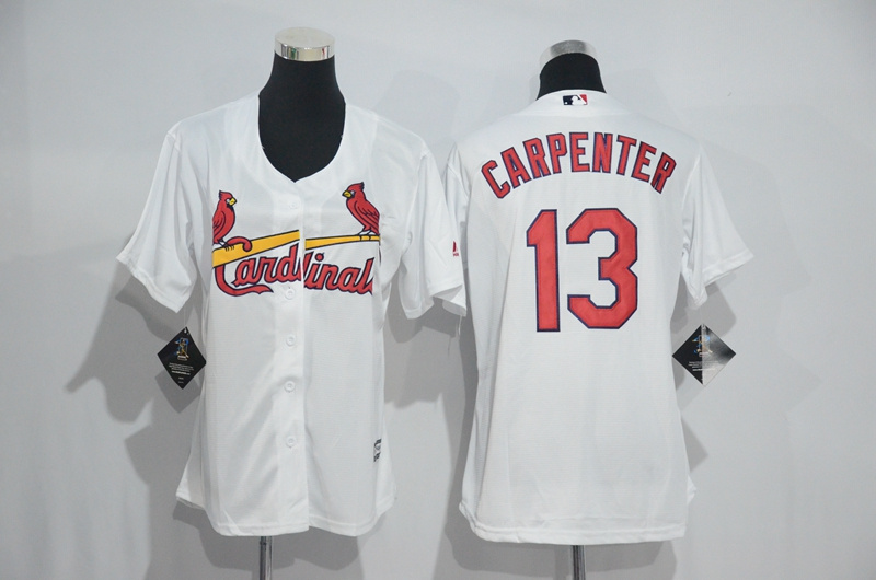 Womens 2017 MLB St. Louis Cardinals #13 Carpenter White Jerseys->women mlb jersey->Women Jersey